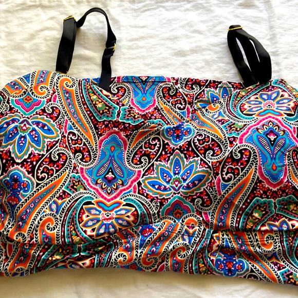 NWT Jantzen Women's Plus Size Vibrant Paisley Flutter Tankini Size 20W - Picture 4 of 5